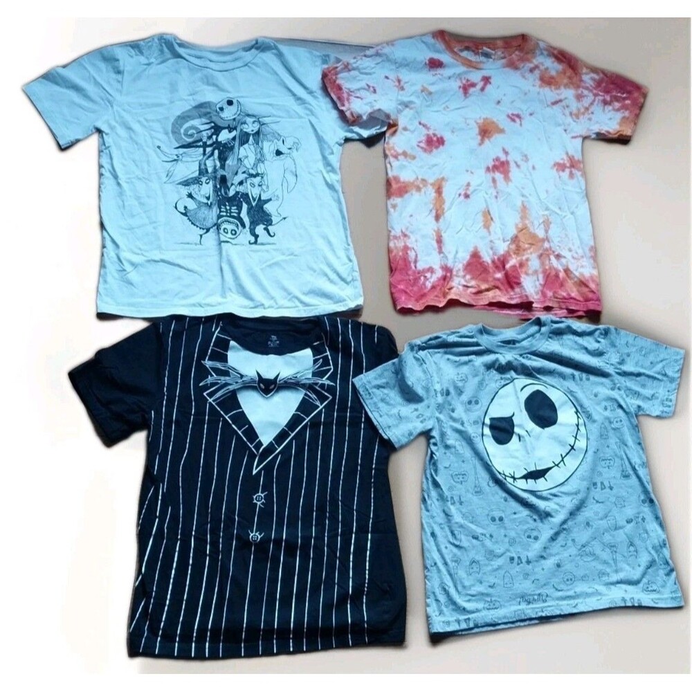 Lot Of 4 Boys Tops Size 14/16 Large Nightmare Before Christmas Disney, Tie Dye